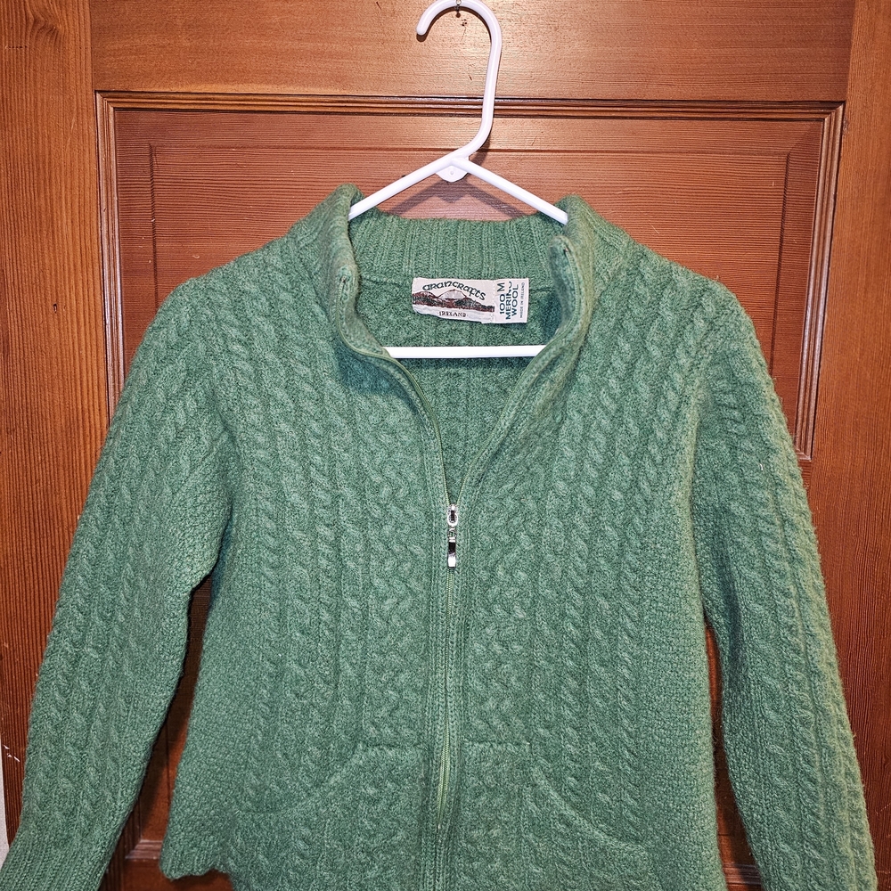 Aran Crafts 100% Merino Wool Zip-up sweater